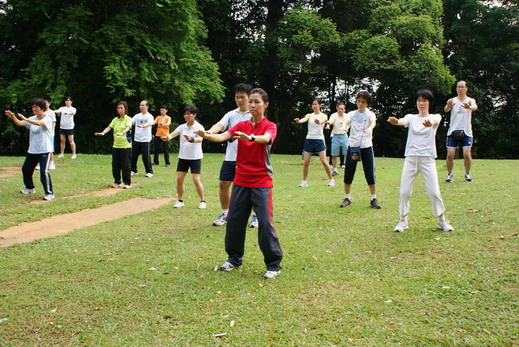 Coach Diana leading the Tai Chi workout 
